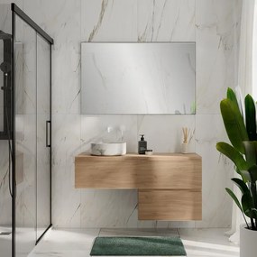 Mobile da bagno sospeso Step Rigato con top L 60.3 x H 30 x P 46 cm rovere oak, 1 cassetto con chiusura ammortizzata