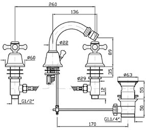 Gruppo Bidet 3 fori con bocca girevole Cromo Zucchetti Delfi Z46268.8008