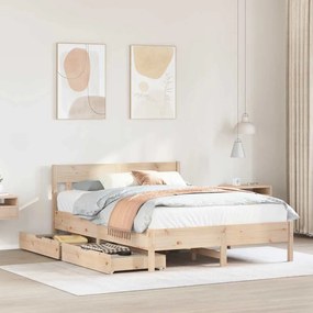 Letto Senza Materasso 140x190 Cm İn Legno Massello Di Pino /