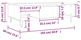 Tavolino da Salotto Grigio Sonoma 104x60x35cm Legno Multistrato