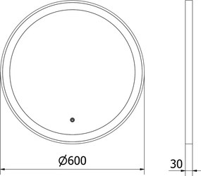 Mexen Esso specchio da bagno illuminato, rotondo 60 cm, LED 6000K, antiappannamento, cornice nera - 9825-060-060-611-70