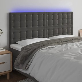 Testiera A Led Grigioscuro 180x5x118/128cm İn Velluto /