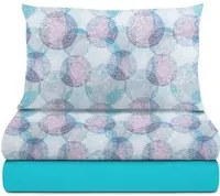 Completo letto singolo cotone cerchi blu