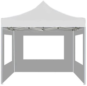 Gazebo Pieghevole con Pareti Alluminio 2x2 m Bianco