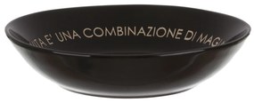Piatto fondo nero con scritta 20 cm in stoneware