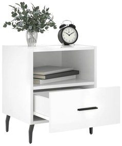 Comodini 2 pz Bianco Lucido 40x35x47,5 cm in Legno Multistrato