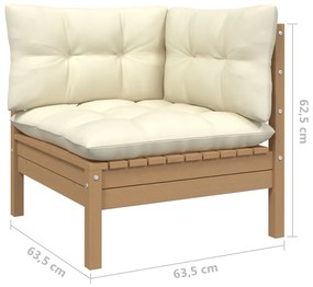 Set divani da giardino 8 pz con cuscini crema in legno di pino