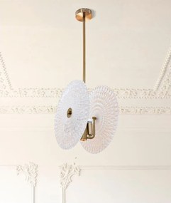 Lampadario dorato con paralume in vetro Glass – Mauro Ferretti