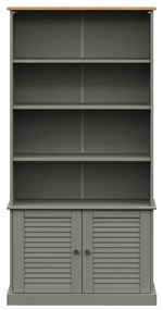 Libreria vigo 85x35x170 cm in legno massello di pino grigio