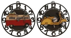 Orologio da Parete Home ESPRIT Giallo Rosso Metallo Vintage 34 x 33,5 x 32,5 cm (2 Unità)