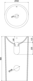 Mexen Nerda lavabo a colonna 46 x 46 cm, bianco - 26084600