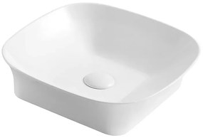 Lavabo da appoggio 40x40 quadrato in ceramica bianco lucido