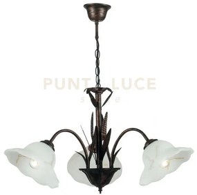 Lampadario byron ruggine 3 luci attacco e27 64x100cm in metallo dec...