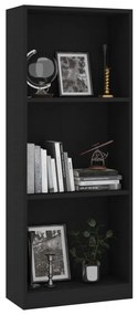 Libreria a 3 Ripiani Nera 40x24x108 cm in Legno Multistrato