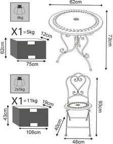 DORIAN - set tavolino e due sedie da giardino