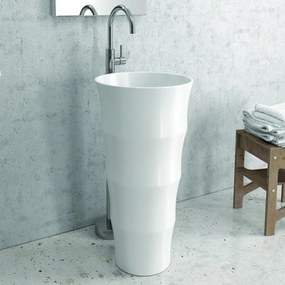 Lavabo da terra freestanding design cilindrico bianco | Litos-L42 - KAMALU