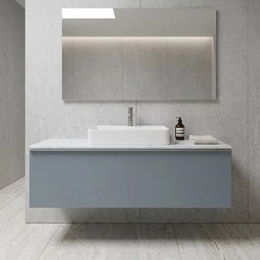 Mobile da bagno sospeso sotto lavabo Pixel plain 1 cassetto L 120 x H 40 x P 45.5 cm blu indaco laccato opaco, con maniglia alluminio brillante