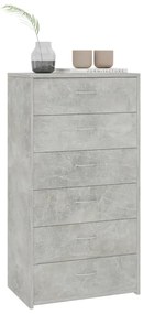 Credenza con 6 cassetti grigio cemento 50x34x96cm in truciolato