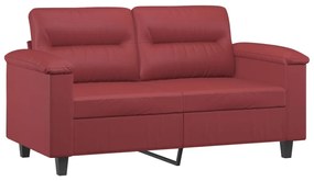 Set di divani 2 pz con cuscini rosso vino in similpelle