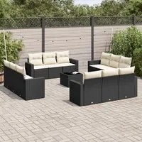 Set Divani da Giardino 13pz con Cuscini Nero in Polyrattancod mxl 112417