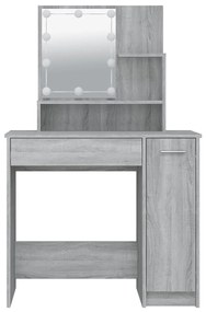 Toeletta con led grigio sonoma 86,5x35x136 cm