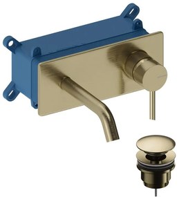 Rubinetto per lavabo a canna media LOOP oro spazzolato lucido SANYCCES