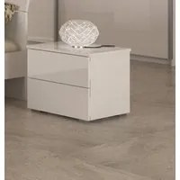 Comodino Cunit, Tavolino da notte a due cassetti, Mobiletto lineare, Cm 55x44h44, Bianco Lucido