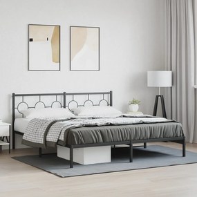 Giroletto Con Testiera İn Metallo Nero 180x200 Cm /