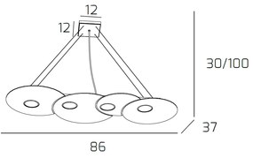 Sospensione Moderna Rettangolare Cloud Metallo Sabbia 4 Luci Gx53