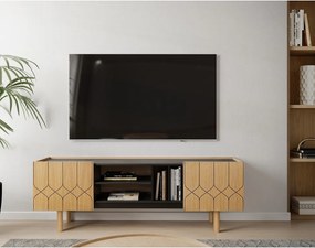 Tavolo TV in rovere nero/naturale 175x60 cm Porto - Woodman