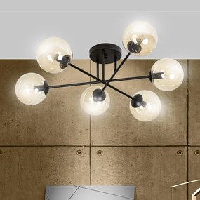 Lampadario da soffitto BRENDI 6B con sfere Miele - E14 Colore del corpo Nero