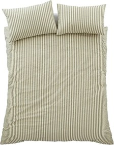 Set copripiumino e federa verde per letto matrimoniale 3 pezzi 200x200 cm Cotton Rich Woven Stripe – Pineapple Elephant