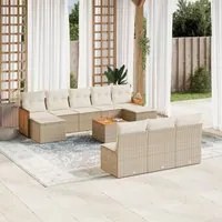 Set Divani da Giardino 11 pz con Cuscini Beige in Polyrattan 3260476