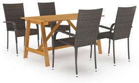 Set Mobili da Pranzo per Giardino 5 pz Marrone