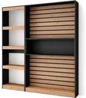 Libreria scaffale in legno a ripiani, 170x186x25cm, Soggiorno - Ufficio, Per libri, Stile moderno colore Rovere e nero