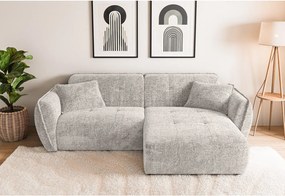 Divano angolare beige (con penisola a destra/con chaise lounge) con rivestimento in ciniglia Nelia – Ropez