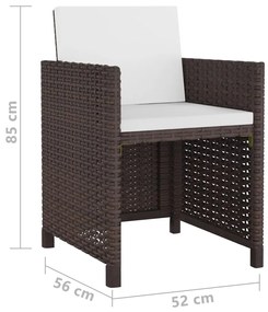 Set da Pranzo da Giardino 11 pz con Cuscini Polyrattan Marrone