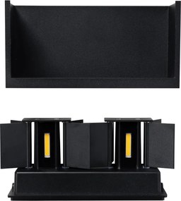 Lampada da parete per esterni nera con LED integrati 4 luci IP54 - Edwin