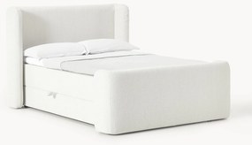 Letto boxspring in bouclé con contenitore Perla