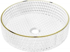 Mexen Aura lavabo da appoggio in vetro 39 x 39 cm, trasparente/oro - 24013905