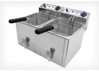 Beckers Friggitrice elettrica FR 8+8 LT Telaio e vasca in acciaio inox, 3000 Watt (x2)