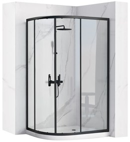 Cabina doccia REA Look Black 80x100 + Piatto doccia Look White