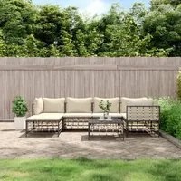 Set Divani da Giardino 7 pz con Cuscini Antracite in Polyrattancod mxl 100549