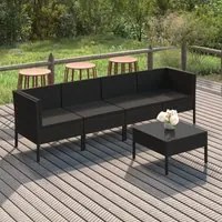 Set Divani da Giardino 5 pz con Cuscini in Polyrattan Nero 3094337