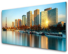 Quadro su vetro Città Mare Case Parigi 100x50 cm