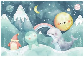 Carta da parati – Animali in paesaggio innevato per bambini