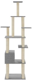 Albero per gatti con tiragraffi in sisal grigio chiaro 183 cm