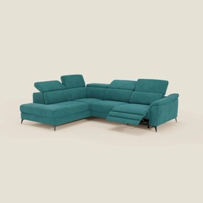 Arcos Divano angolare - piedini alti e poggiatesta reclinabili in microfibra impermeabile T11 petrolio