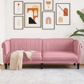 Divano A 3 Posti Rosa İn Velluto /