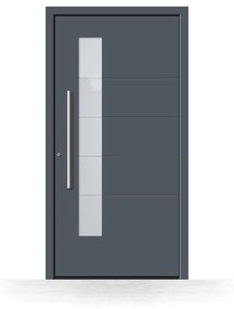 Portoncini in alluminio, grigio antracite RAL 7016, 700 x 1950 mm, isolamento termico, Schüco, modello Salerno, configura individualmente